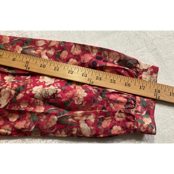 Peruvian Connection, Hibiscus "Vintage Rose" floral pattern Top size Small - Picture 9 of 9